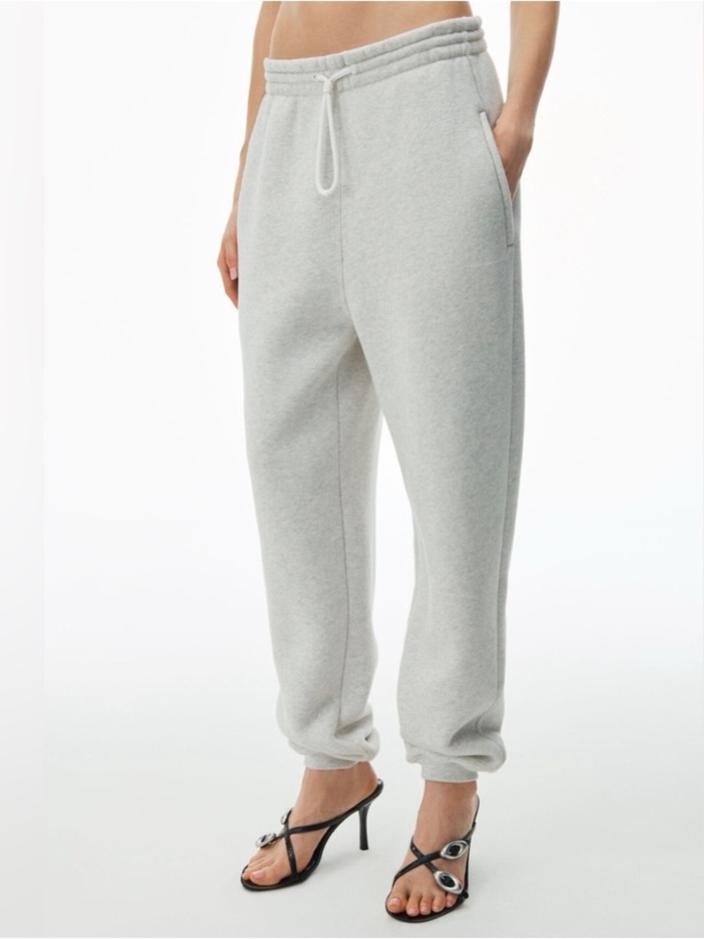 NWT Alexander Wang Unisex Dense Fleece Sweatpants Heather Grey Joggers XS